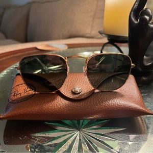 Ray-ban Frank Square Polished Gold Classic G-15 Lens Sunglasses- LIKE NEW